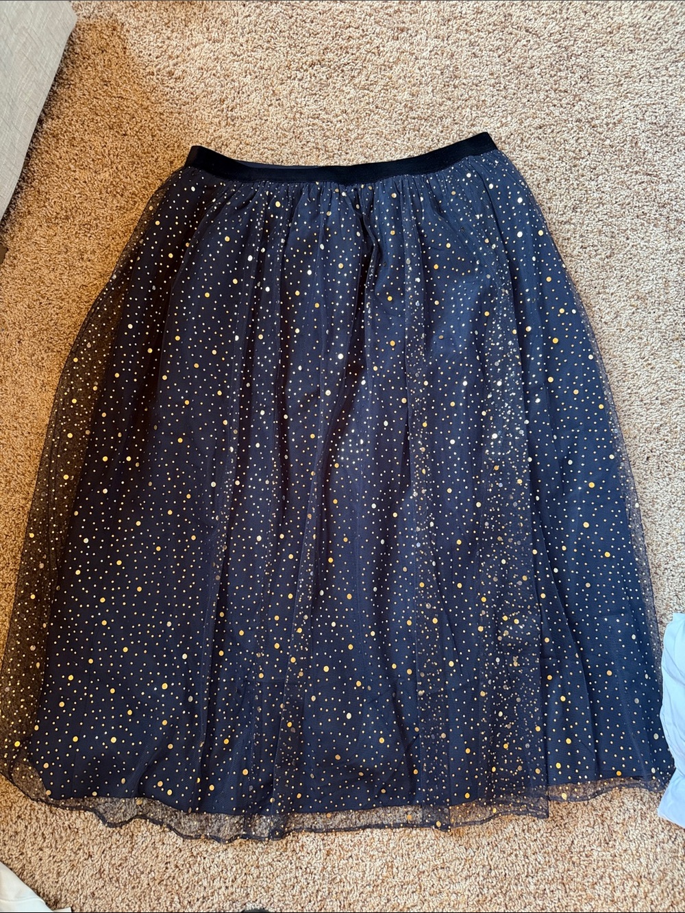 NWT J Crew Navy and Gold Midi Skirt - L
